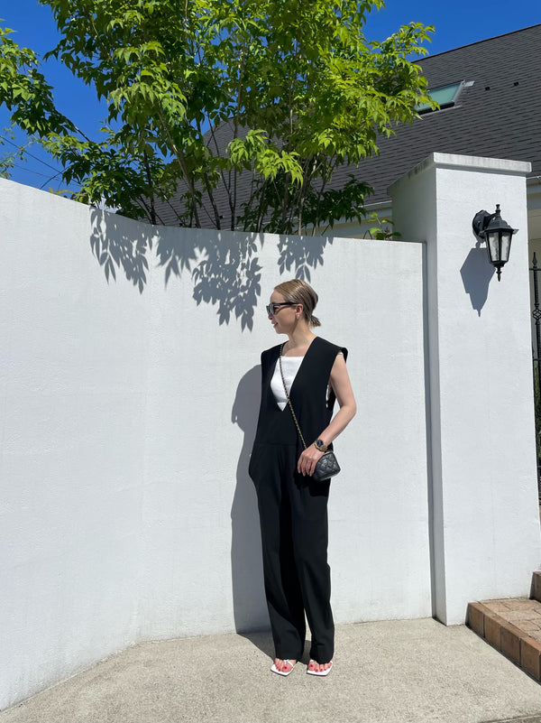 St.cecilia Vネックサロペット グレー St.cecilia Vネックサロペットグレー St.cecilia Vネックサロペット グレー St.cecilia Vネックサロペットグレー